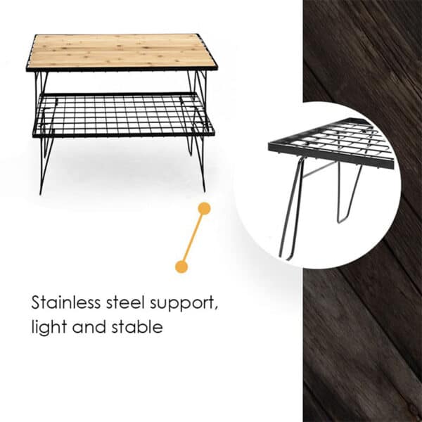 tanxianzhe Iron Mesh Folding Camping Table With Removable Bamboo Plate TXZ-6021 detail-3