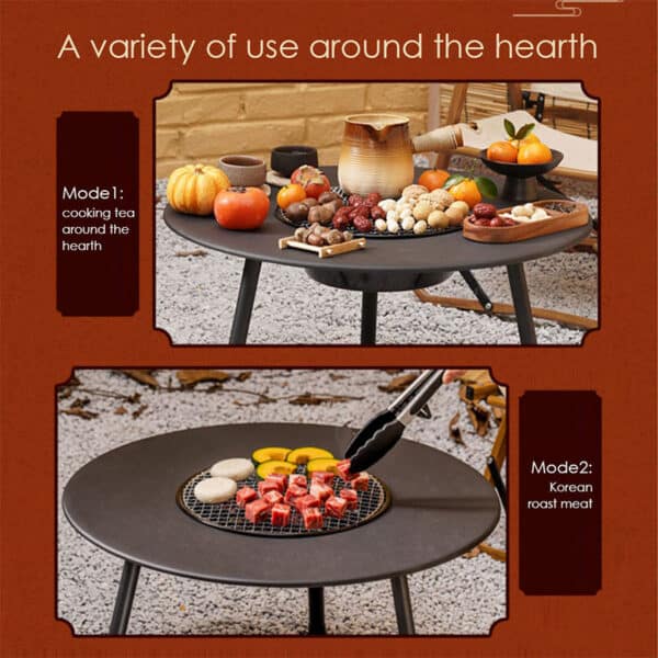 tanxianzhe Round Iron Foldable Camping Table With Central Charcoal Grill TXZ-6031 detail-2