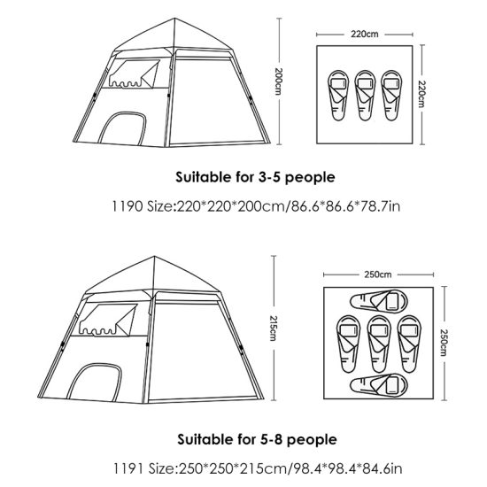 tanxianzhe Black Glue Automatic Pop-Up Cabin Tent With Tarp TXZ-1190 detail-2